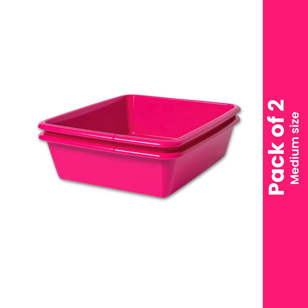hot pink medium cat litter trays pack of 2