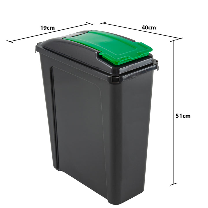 25L Slimline Bin & Lid Graphite/Gen. Green (12412)