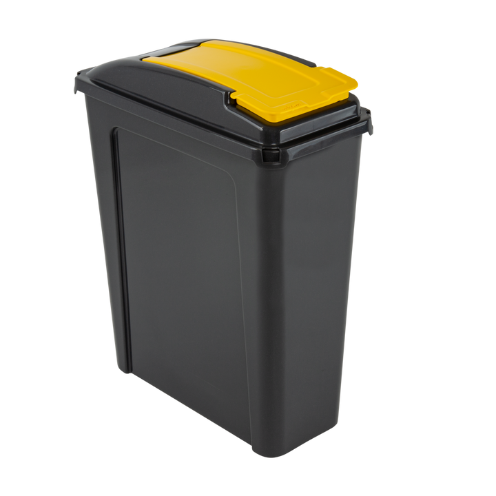 25L Slimline Bin & Lid Graphite/Gen. Yellow (12413)