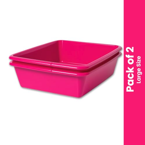 Vishchit Medium Cat Litter Tray Pack of 2 (40cm) - Plastic Tray for Cats and Kittens