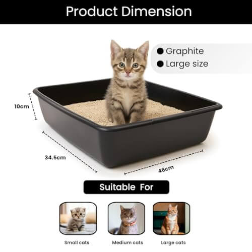 Vishchit Large Cat Litter Tray Pack of 1 - Plastic Tray for Cats and Kittens
