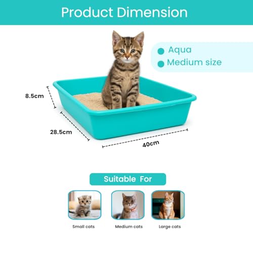 VISHCHIT Medium Cat Litter Tray – Pack of 1 – Durable Plastic Tray for Cats and Kittens