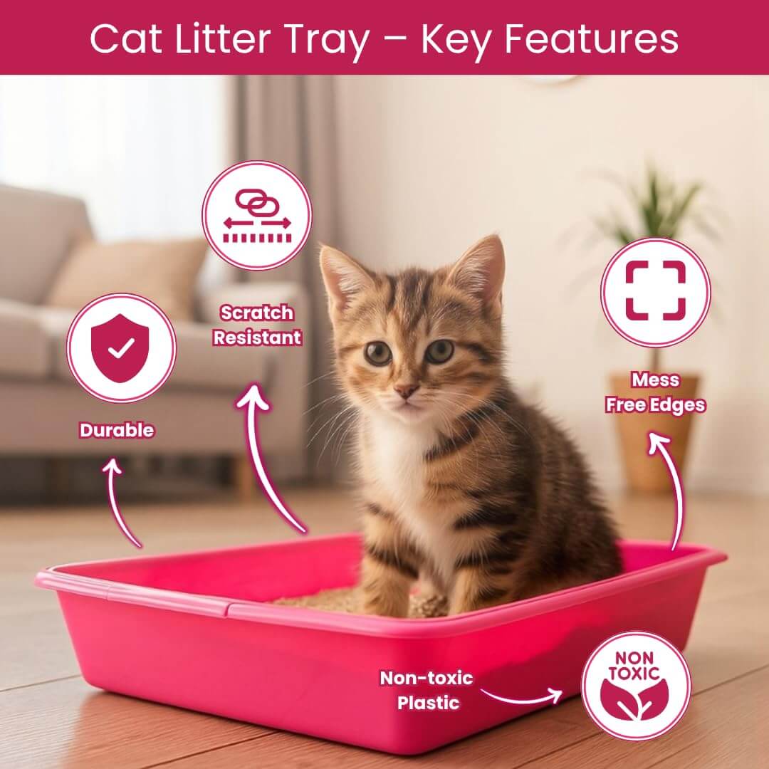 Vishchit Large Cat Litter Tray Pack of 1 - Plastic Tray for Cats and Kittens