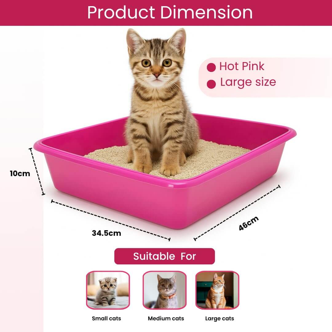 Vishchit Large Cat Litter Tray Pack of 1 - Plastic Tray for Cats and Kittens