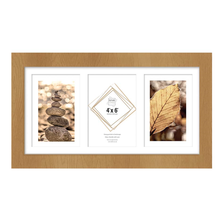 Photo Frames - Wood Effect 3 Apperture - 4"x 6" (7963) - VISHCHIT